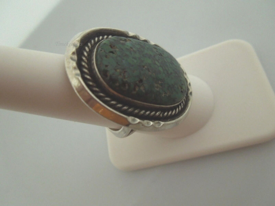 r988 Vintage Navajo Sterling Silver Turquoise Ring Size 7.5 (USA)