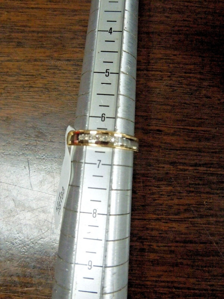 r495 14kt White Yellow Gold Wedding Band Diamond .025 cts Size 6.5(USA) Signed