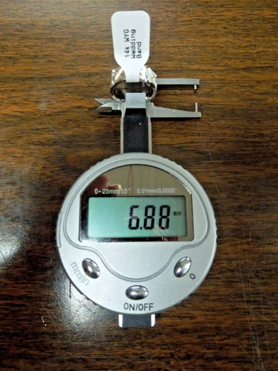 r491 14k White Yellow Gold 6.88mm Wedding Band Size 6 USA Signed by Keepsake