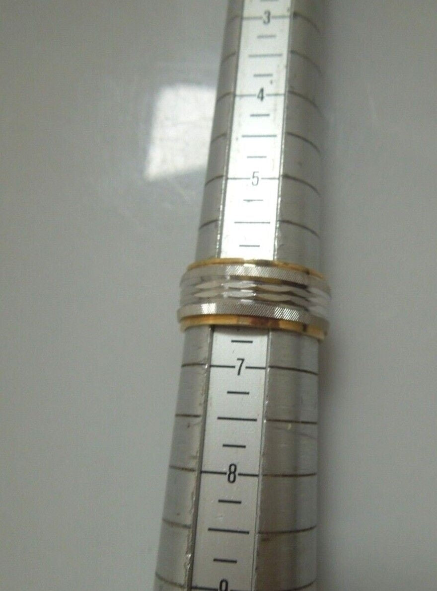 r497 Vintage Keepsake 14k White Yellow Gold Etched Wedding Band Size 6.6 Signed