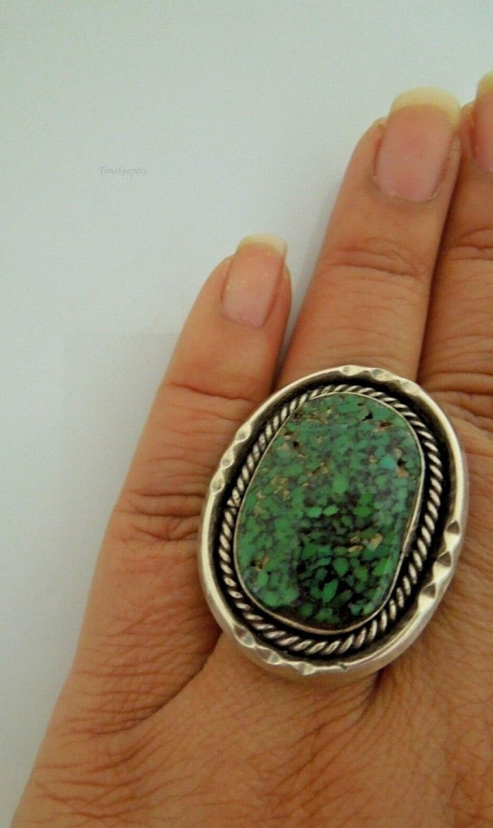 r988 Vintage Navajo Sterling Silver Turquoise Ring Size 7.5 (USA)
