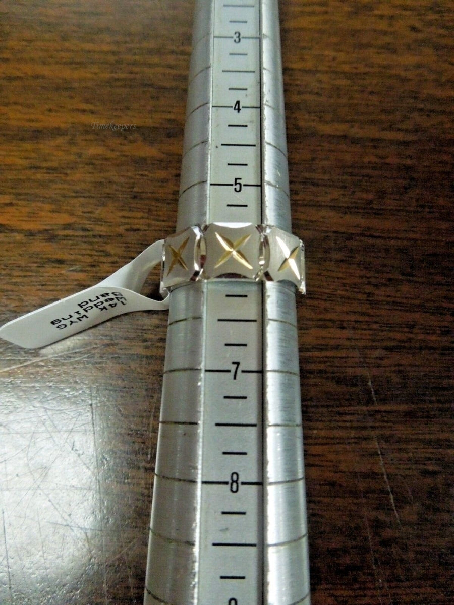 r491 14k White Yellow Gold 6.88mm Wedding Band Size 6 USA Signed by Keepsake