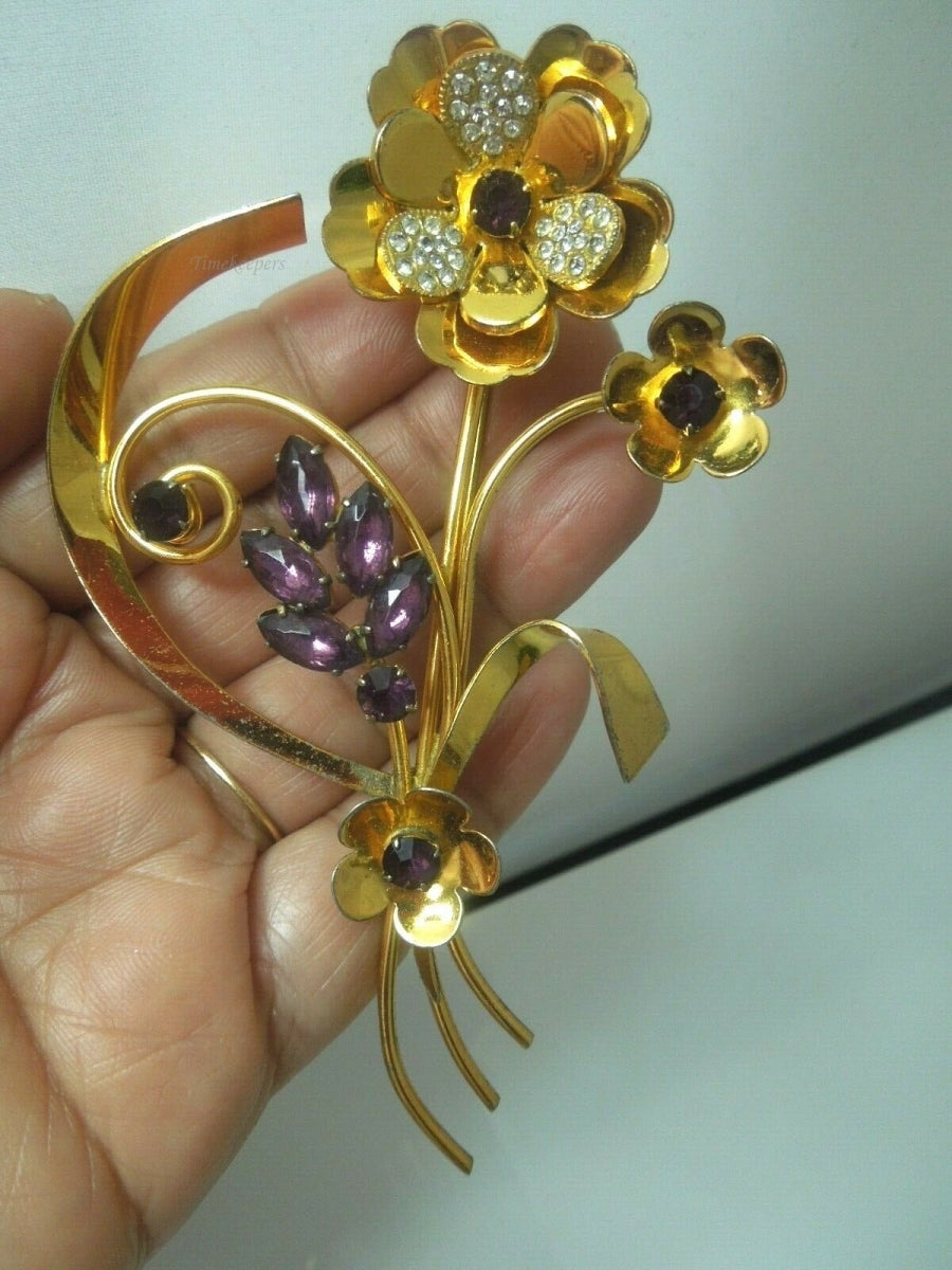 q487 Vintage Sterling Silver 925 Gold Field Flower Pin Brooch