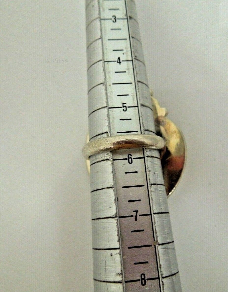 r989 Vintage Oxidized Sterling Silver Feather and Carved Branch Coral Ring Size 5.75