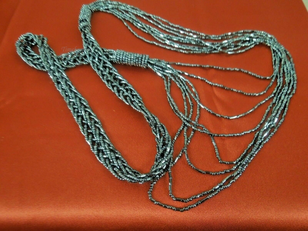 q774 Vintage Beautiful Black Spinel Beads Necklace 8 Stands