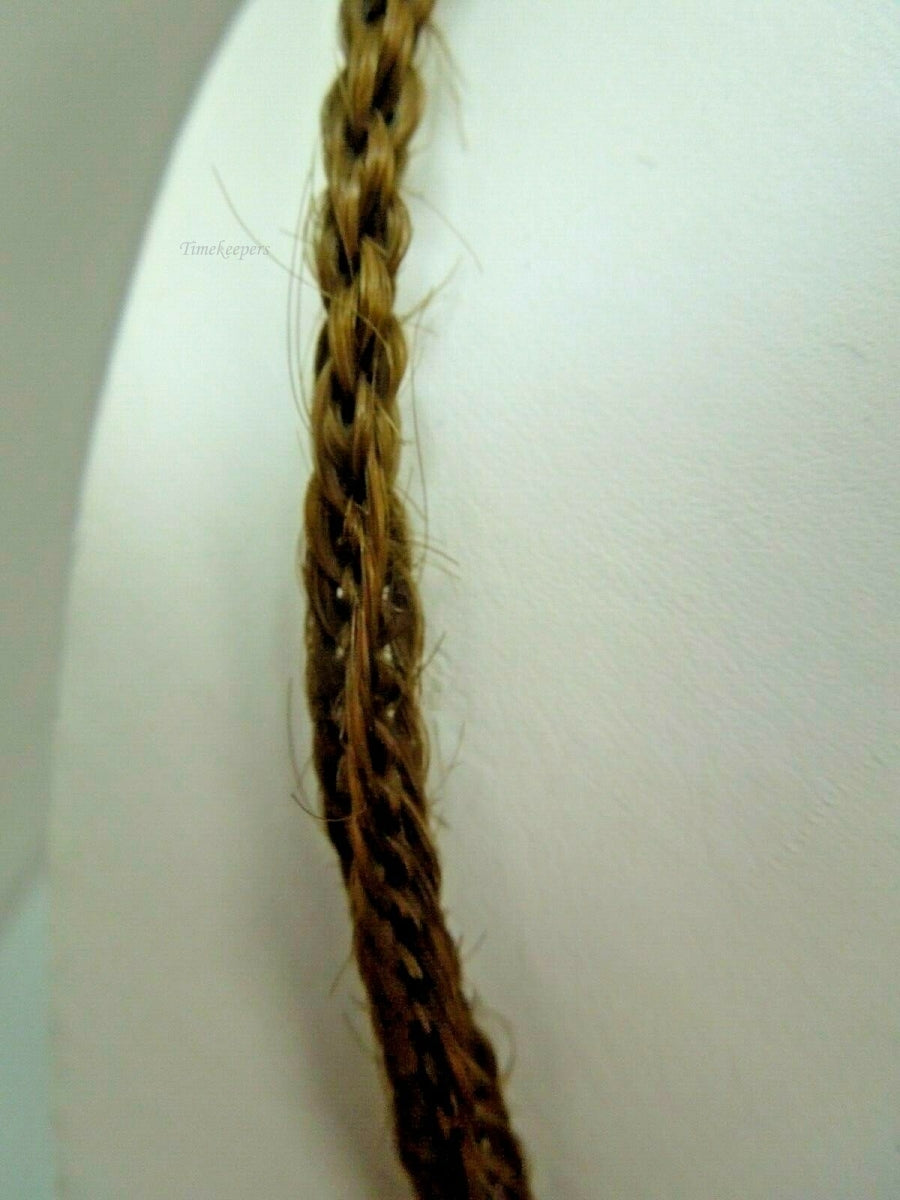 c591 Handsome Victorian Era Woven Hair Vest Chain with Gold Filled Pendant