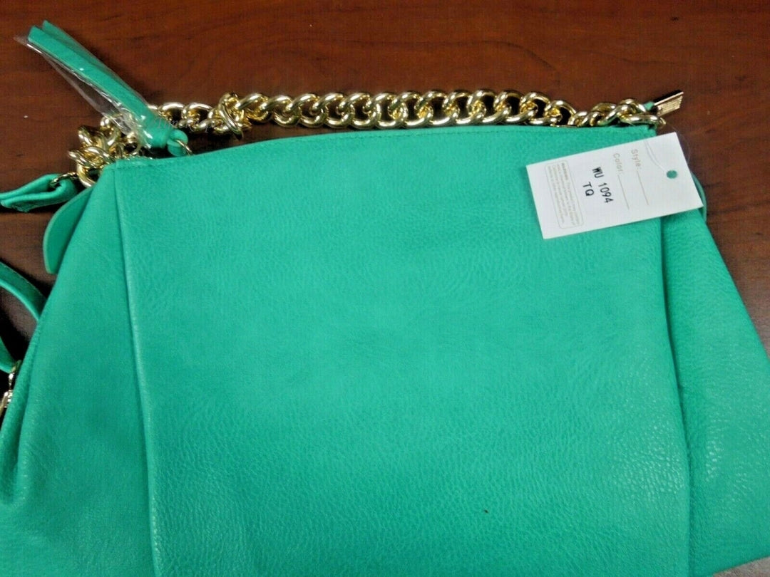r786 Green Color Crossbody Purse Bag Shoulder Bag Multi Pocket Zipper Purse