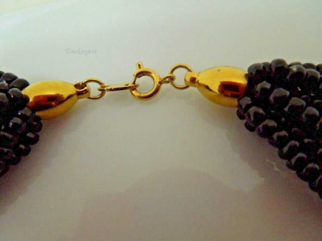 s065 Multi Strand Necklace Seed Bead Black 24"