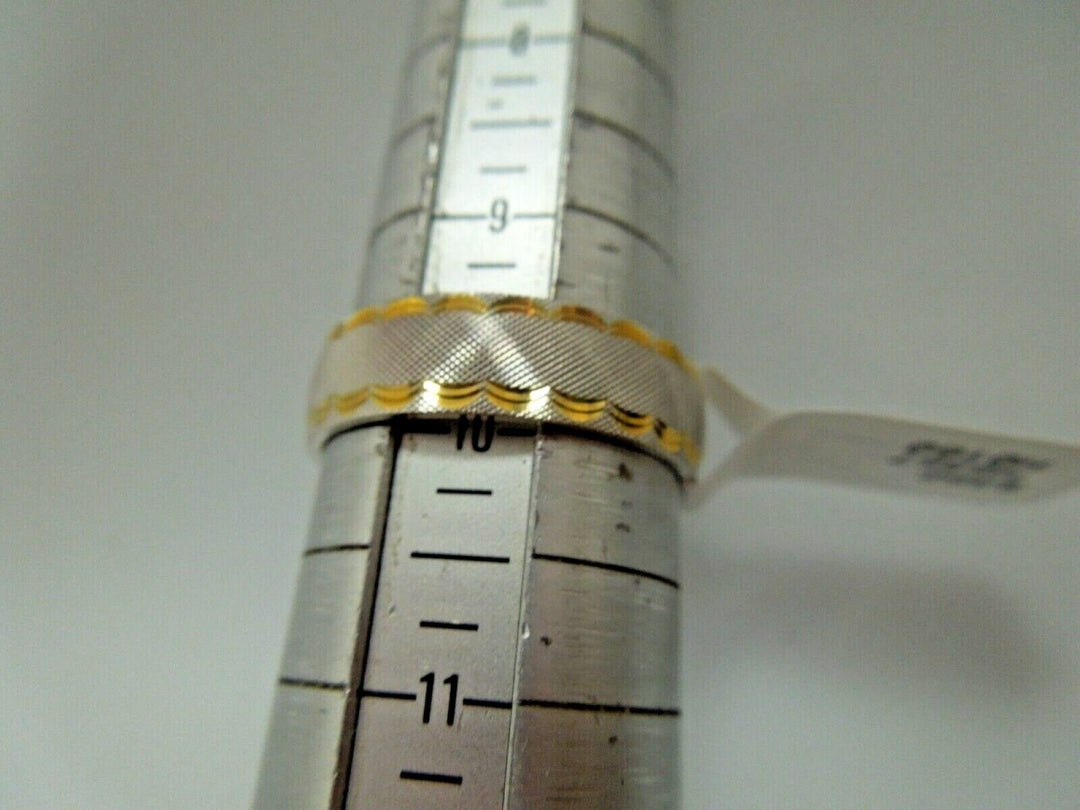 r505 Vintage 14k White Yellow Gold Etched Wedding Band Size 9.75(USA) Signed