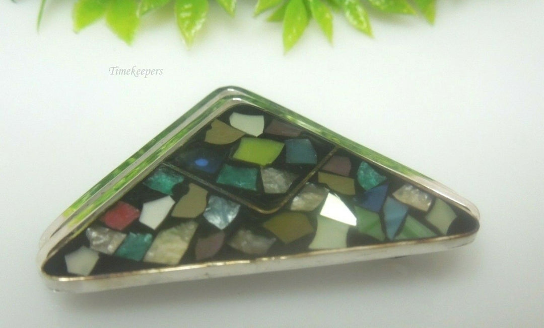 q521 Abalone Shell Sterling Silver Triangle Pendant