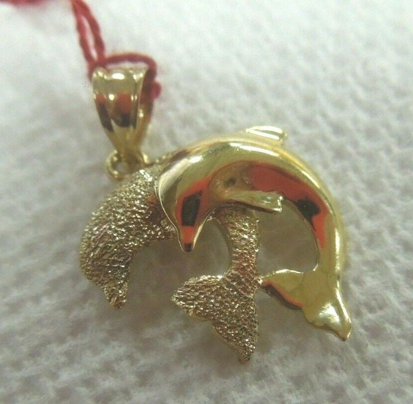 q668 Beverly Hill Gold 14k Leaping Dolphin Pendant Signed 1.8 g