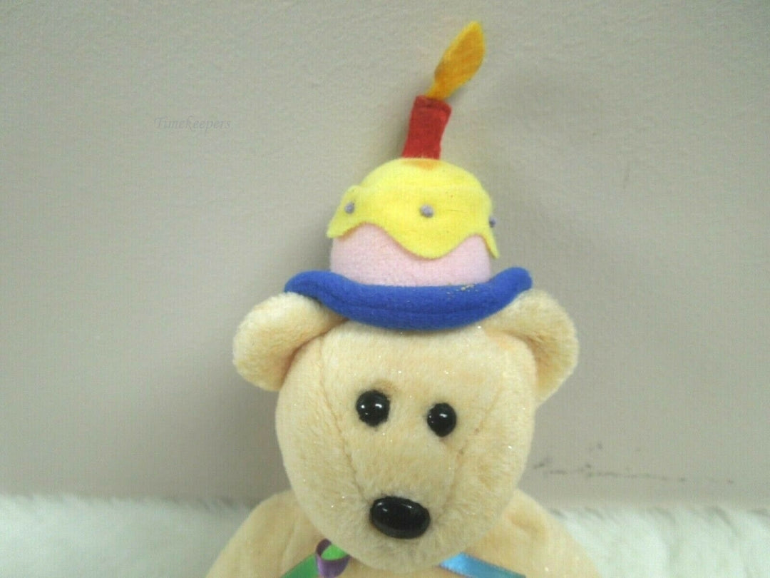 q848 Ty 2010 Beanie Babies Celebration Bear “Happy Birthday” Plush Stuffed Animal Toy