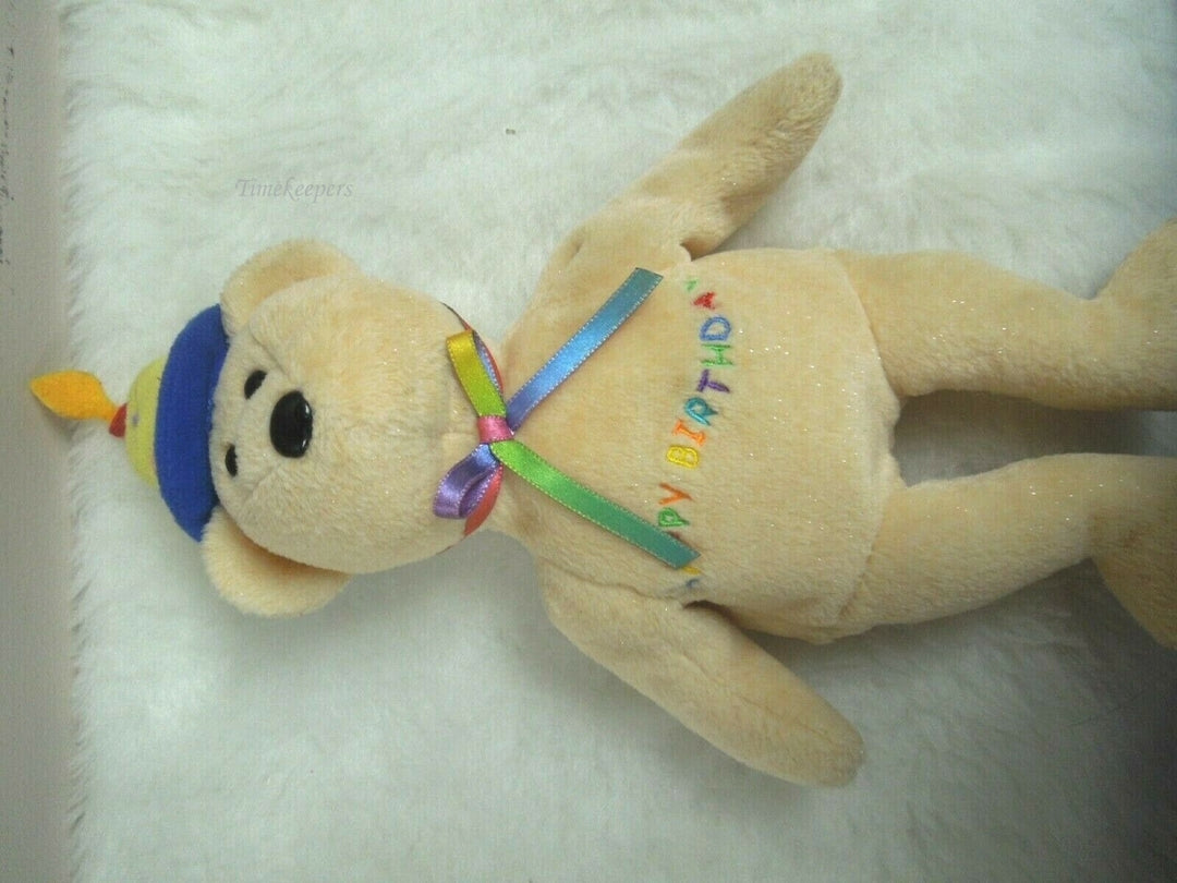 q848 Ty 2010 Beanie Babies Celebration Bear “Happy Birthday” Plush Stuffed Animal Toy