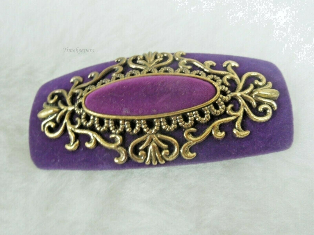 q878 Set of 3 Vintage Pretty Design Blue Purple Black Hair Clips Barrettes