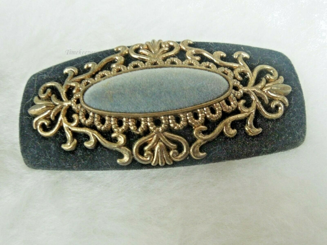 q878 Set of 3 Vintage Pretty Design Blue Purple Black Hair Clips Barrettes