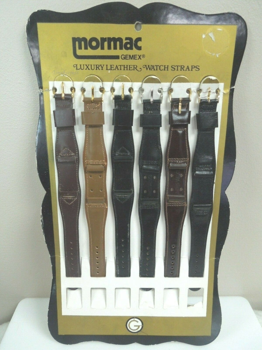 q998 Vintage Mormac Gemex Brown Black Leather Watch Bands Advertising Store Display Lot of 6