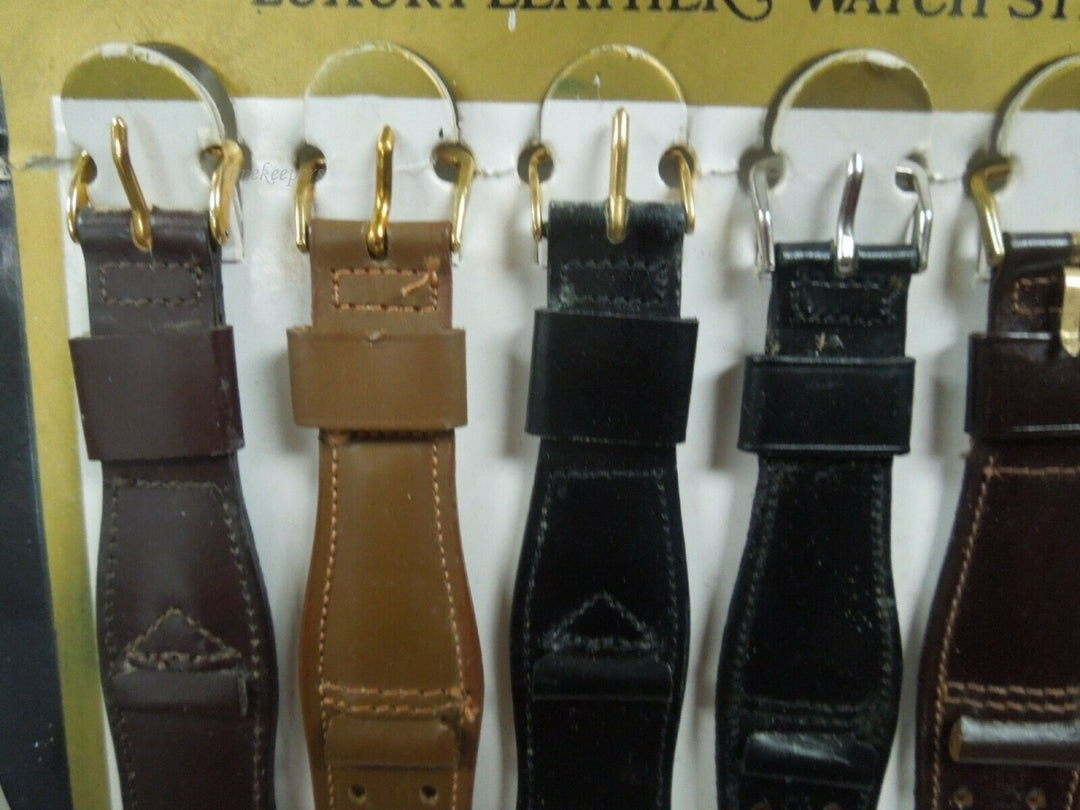 q998 Vintage Mormac Gemex Brown Black Leather Watch Bands Advertising Store Display Lot of 6