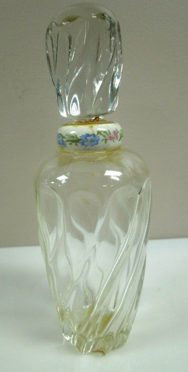 r010 Vintage Blue Grass Flower Mist ELIZABETH ARDEN- Cut Glass Empty Perfume Bottle 5.5"