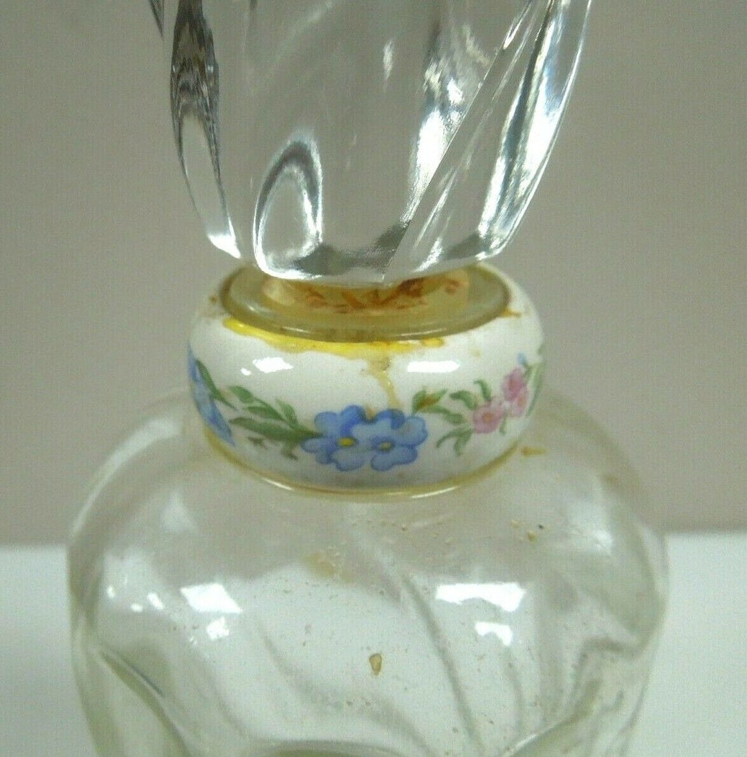 r010 Vintage Blue Grass Flower Mist ELIZABETH ARDEN- Cut Glass Empty Perfume Bottle 5.5"