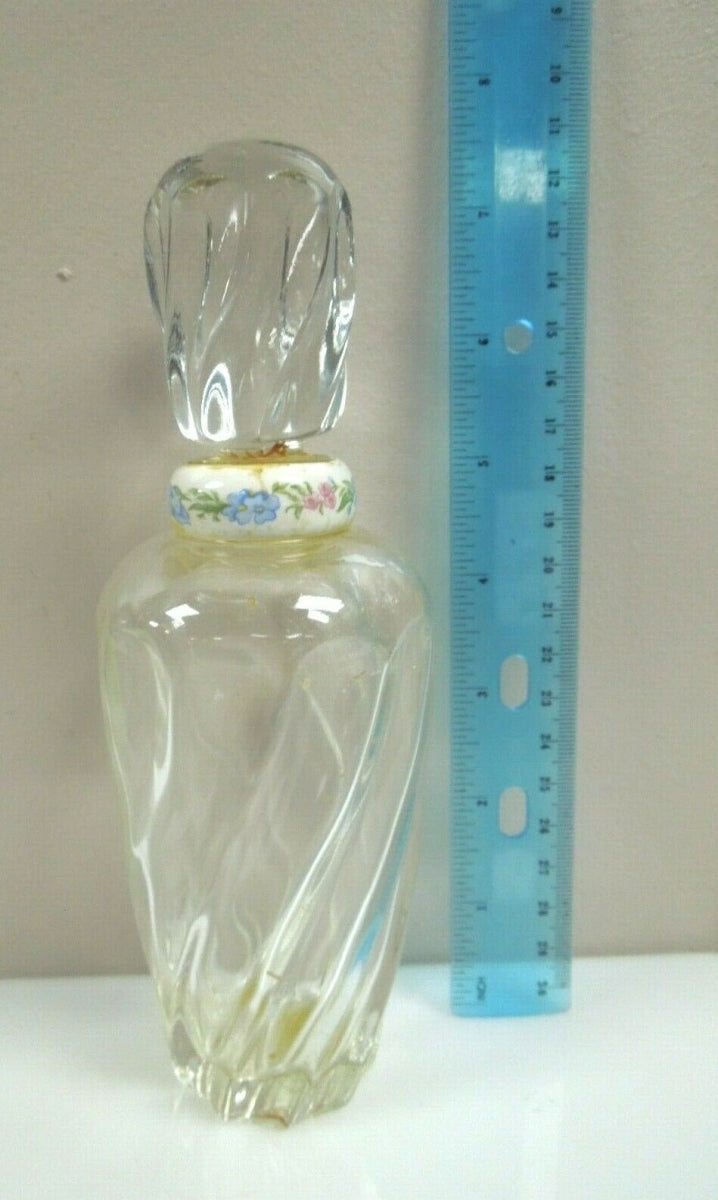 r010 Vintage Blue Grass Flower Mist ELIZABETH ARDEN- Cut Glass Empty Perfume Bottle 5.5"