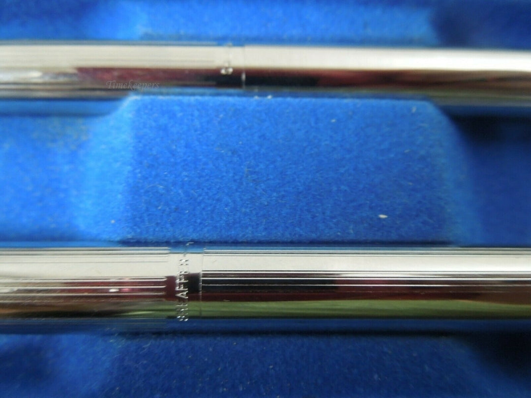 r045 Vintage Sheaffer Silver Tone Ballpoint Pen & Pencil Set Original Box Blue Ink