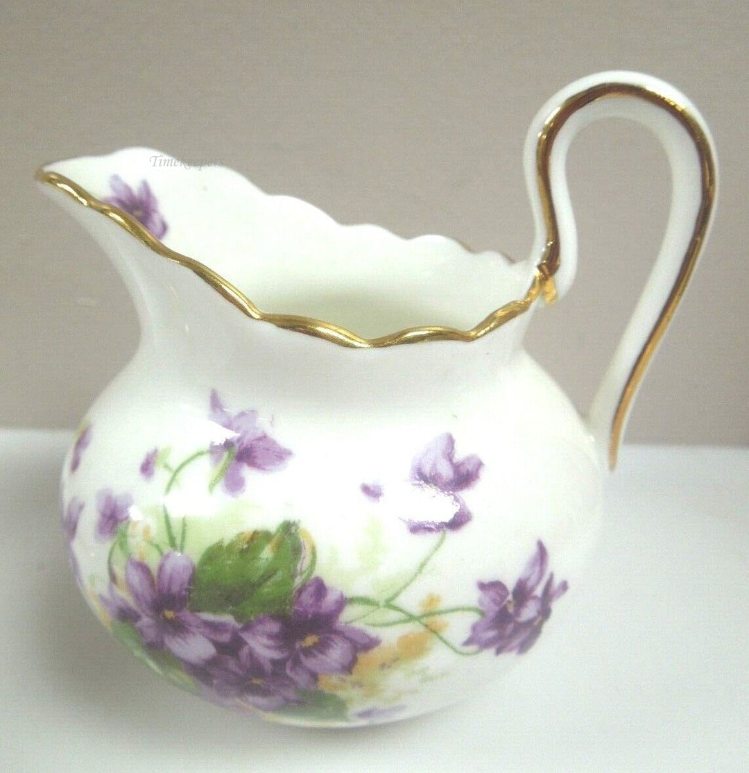 r211 Royal Chelsea Creamer and Open Sugar Bowl - Pansies Pattern - Lots of Gold Trim Vintage