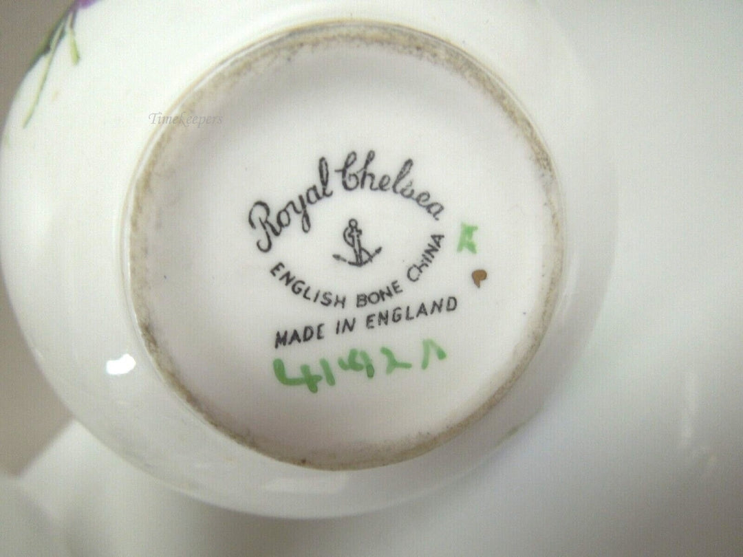 r211 Royal Chelsea Creamer and Open Sugar Bowl - Pansies Pattern - Lots of Gold Trim Vintage