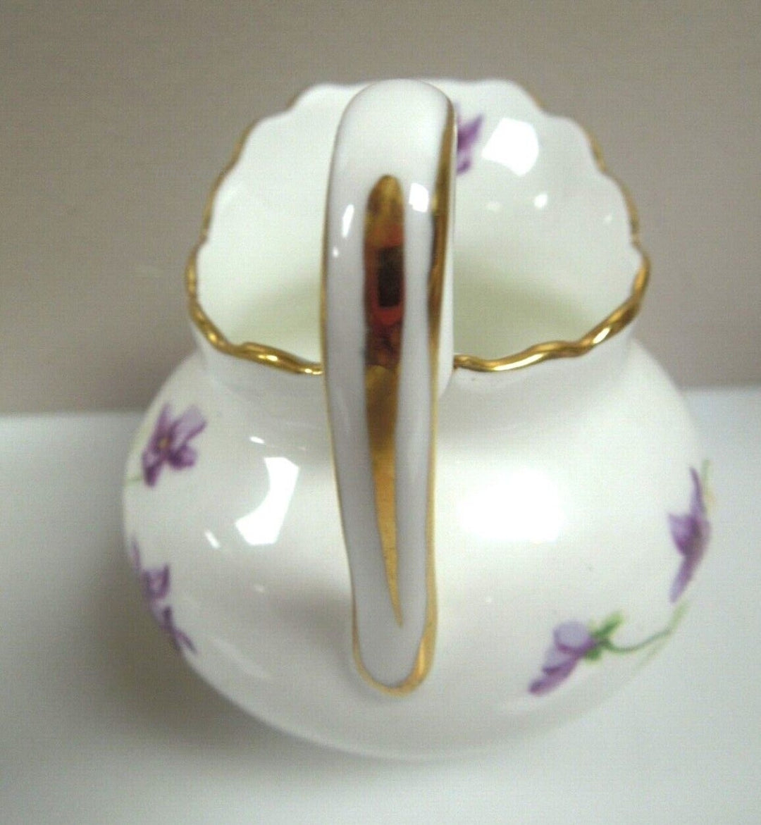 r211 Royal Chelsea Creamer and Open Sugar Bowl - Pansies Pattern - Lots of Gold Trim Vintage