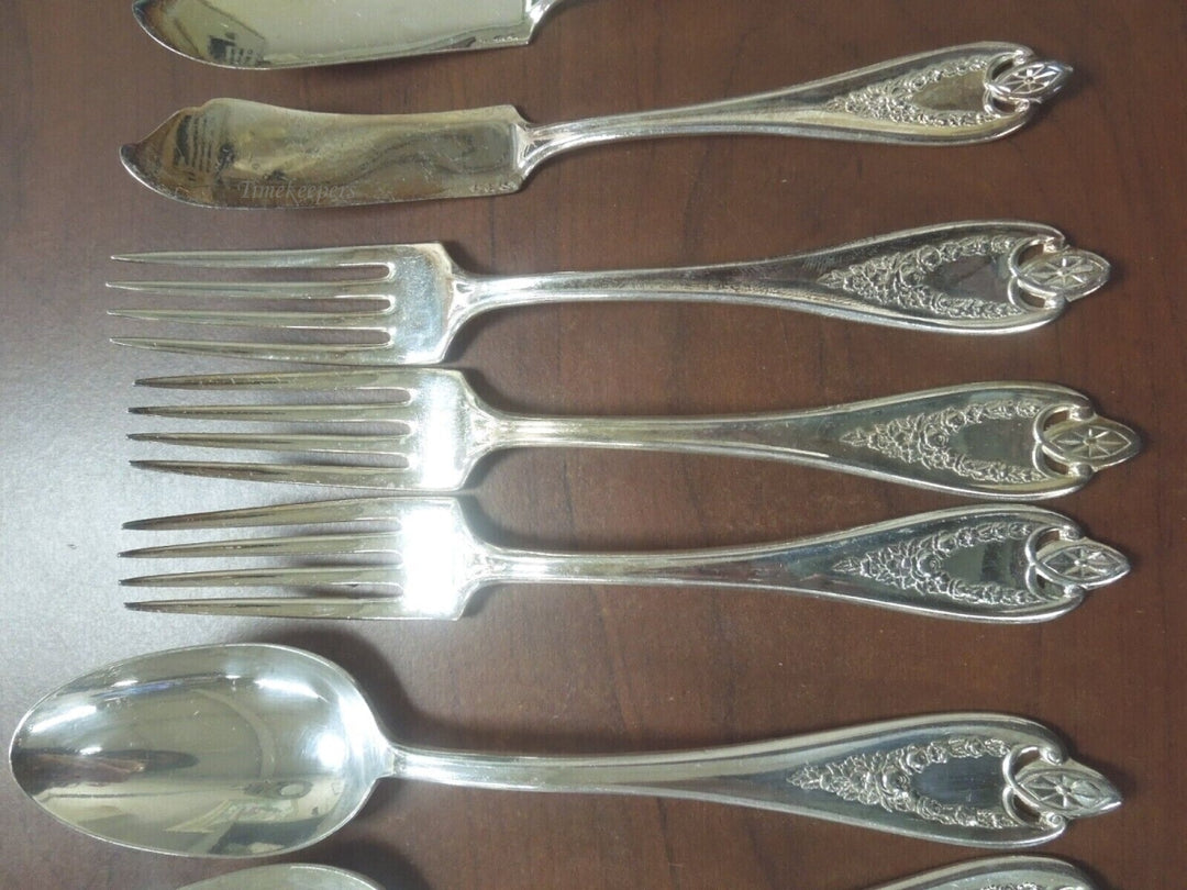r223 Set of 12 Antique Silverware 1847 WM Rogers Bros Silver Plate SPOONS FORKS Soup Spoons
