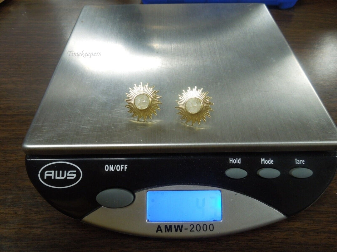 r422 Sterling Silver 925 Gold wash Post Stud Earrings Signed