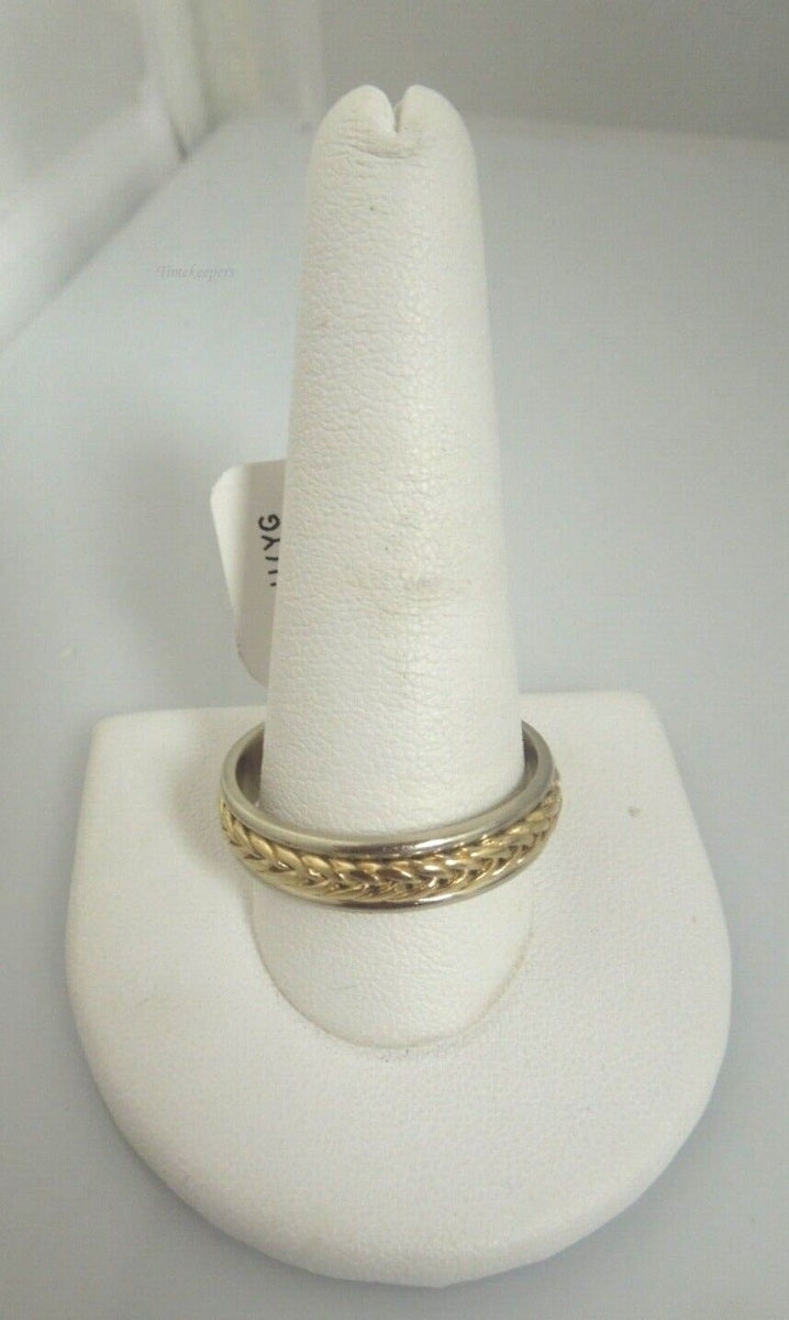 r473 Vintage 14kt White Yellow Gold Size 14 Men's Wedding Band 5.75mm 7.9g