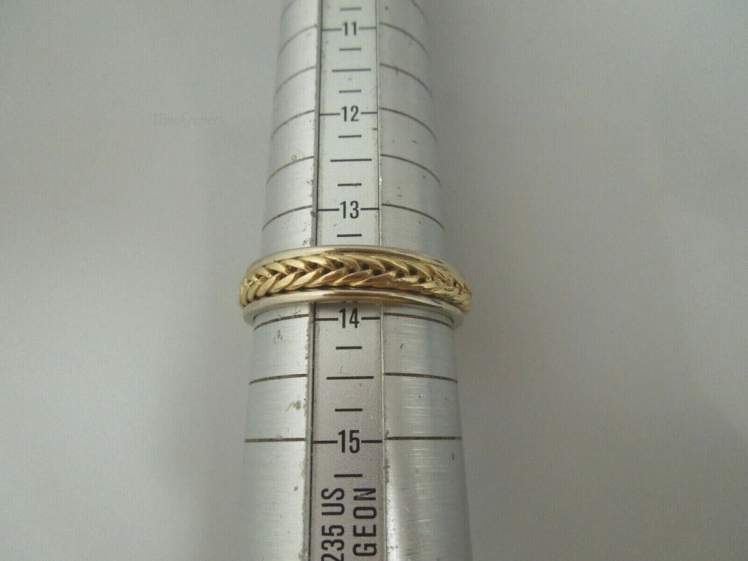 r473 Vintage 14kt White Yellow Gold Size 14 Men's Wedding Band 5.75mm 7.9g