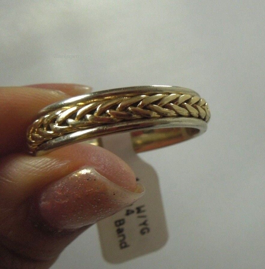 r473 Vintage 14kt White Yellow Gold Size 14 Men's Wedding Band 5.75mm 7.9g