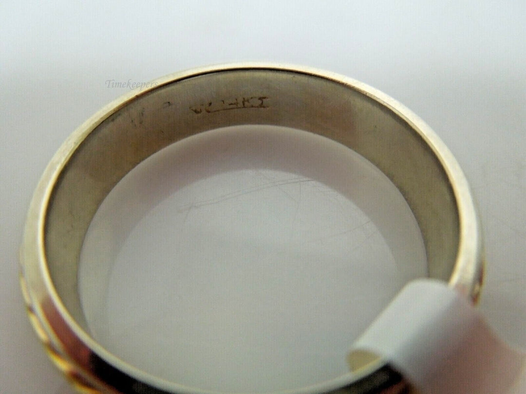 r473 Vintage 14kt White Yellow Gold Size 14 Men's Wedding Band 5.75mm 7.9g