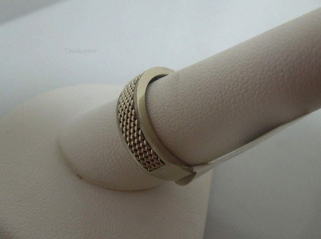 r479 Vintage Unisex Ring 14K White Gold Etched Wedding Band by ArtCarved Size 9.75 Signed 6.12 mm