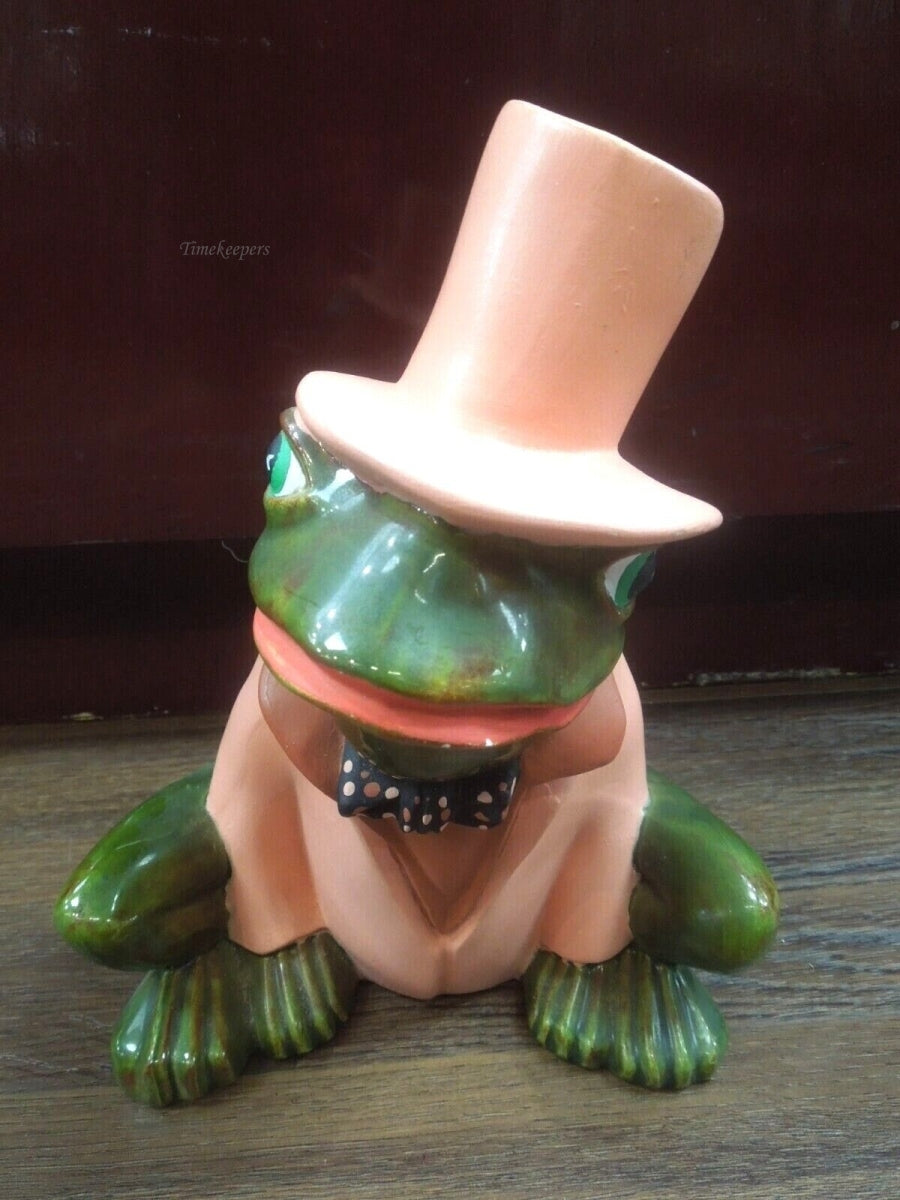 r849 Frog Toad Statue Top Hat Tuxedo Vintage Art Sculpture
