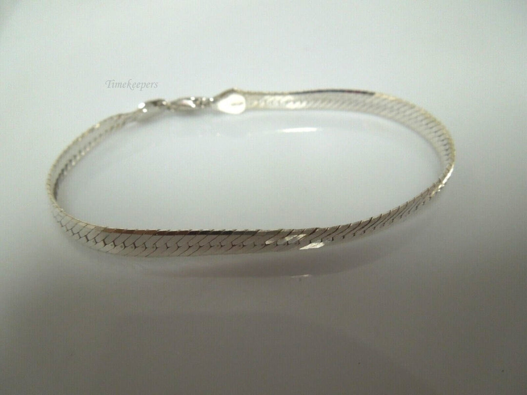 s001 Elegant Sterling Silver Herringbone Chain Bracelet 7"