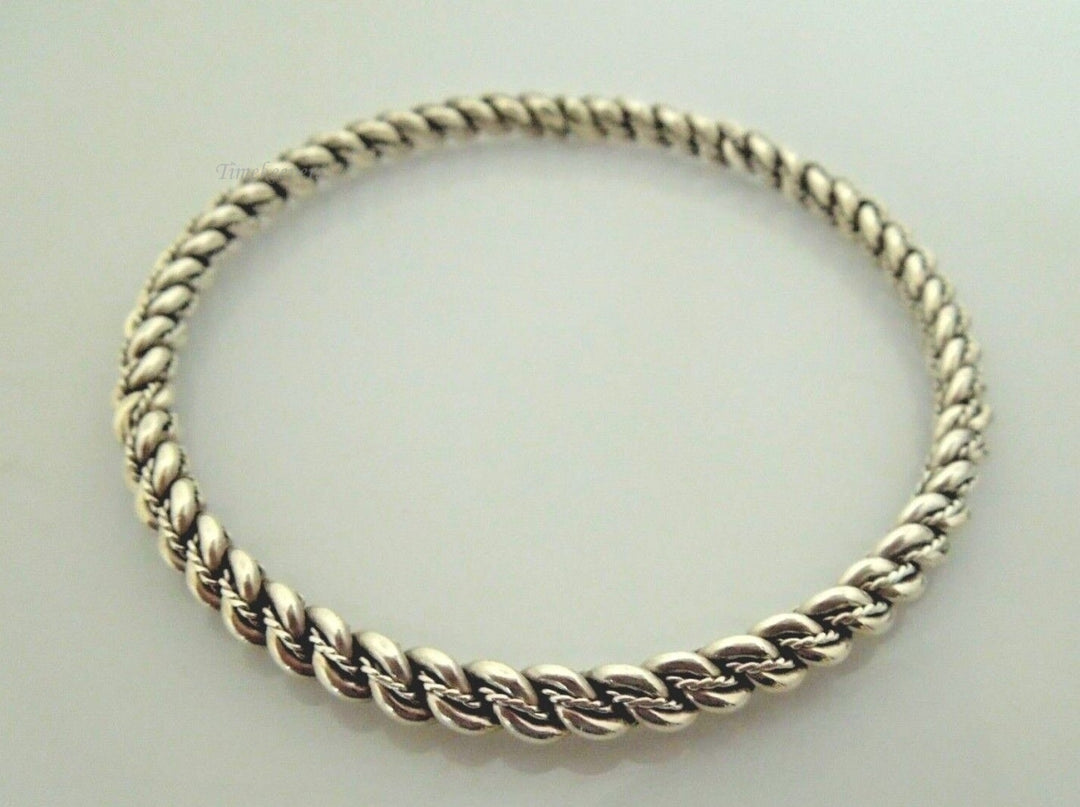 s038 Vintage Sterling Silver - NAVAJO Braided Twisted Stacker Bangle Bracelet