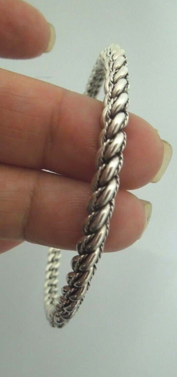 s038 Vintage Sterling Silver - NAVAJO Braided Twisted Stacker Bangle Bracelet