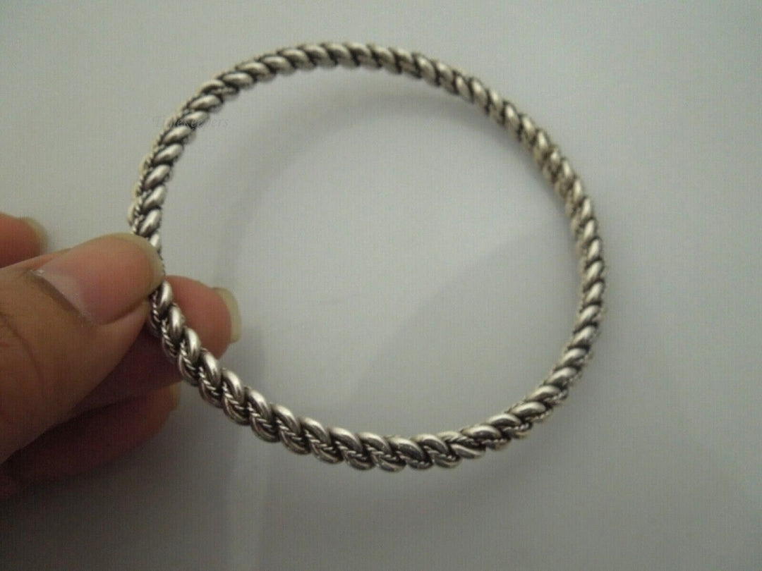 s038 Vintage Sterling Silver - NAVAJO Braided Twisted Stacker Bangle Bracelet