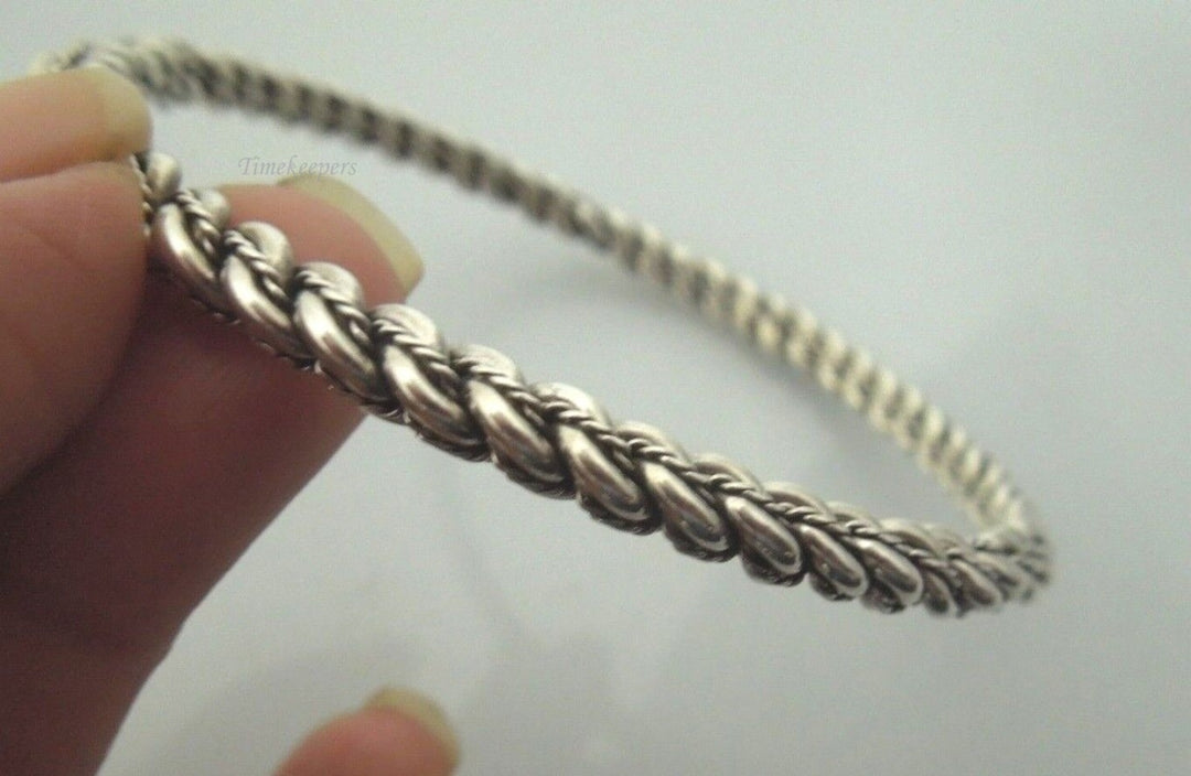 s038 Vintage Sterling Silver - NAVAJO Braided Twisted Stacker Bangle Bracelet