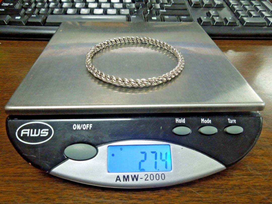 s038 Vintage Sterling Silver - NAVAJO Braided Twisted Stacker Bangle Bracelet