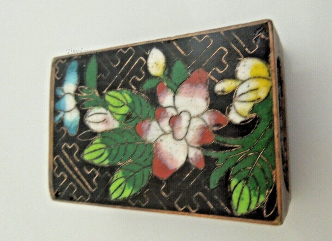 s075 Vintage Match Box Holder Cloisonne  Enamel Copper Match Safe Matchbox Cover