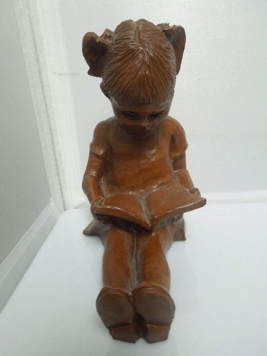 r587 Vintage Pair Statue Somerville Red Mill Pecan Shell Girl Boy Reading Bookends