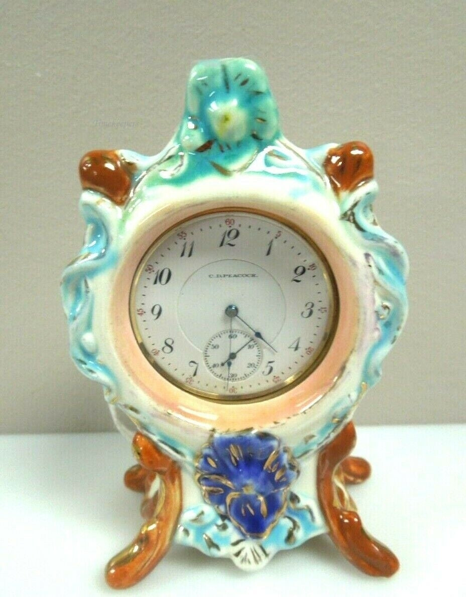 q882 Vintage Ceramic Pocket Watch Stand or Holder Case Collectible