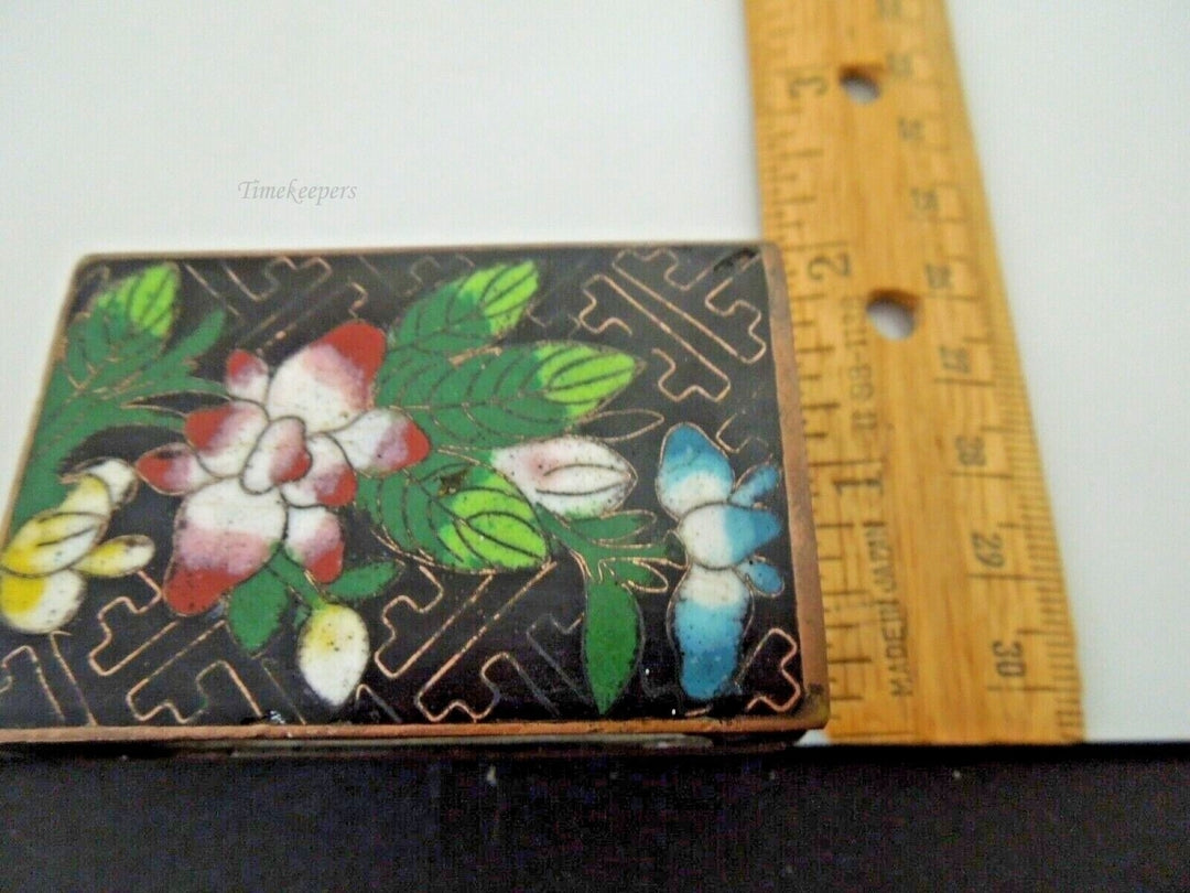 s075 Vintage Match Box Holder Cloisonne  Enamel Copper Match Safe Matchbox Cover