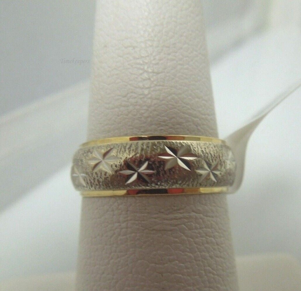 r493 Vintage 14k White Yellow Gold 6.18mm Wedding Band Size 6.75(USA) Signed