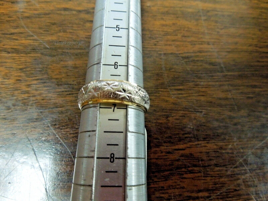 r493 Vintage 14k White Yellow Gold 6.18mm Wedding Band Size 6.75(USA) Signed