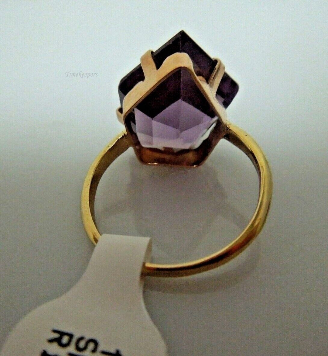s051 Spinel Pentagonal Shape Gemstone set in 14kt Yellow Gold Ring Size 6.25 Signed,5.6g