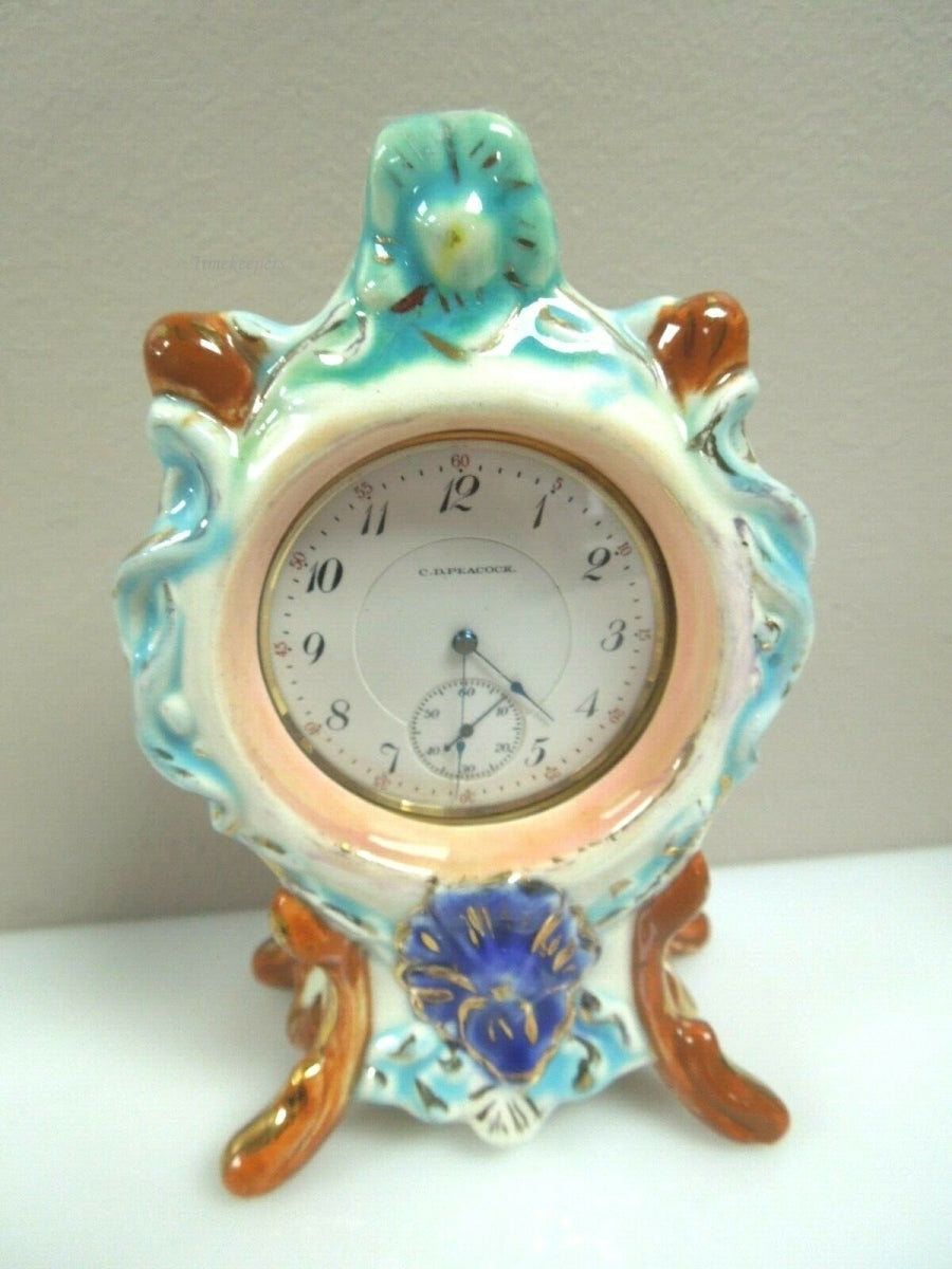 q882 Vintage Ceramic Pocket Watch Stand or Holder Case Collectible
